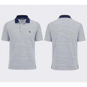 RLX Ralph Lauren Shirt Mens XL TG BLUE WHITE STRIPE S/S  Golf Polo PERFORMANCE